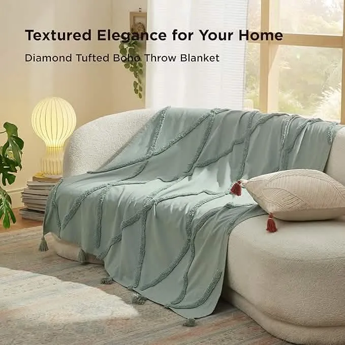 Bedsure Diamond Tufted Boho Throw Blanket