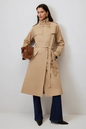 BELTED GOLD BUTTON DOUBLE BREASTED TRENCH COAT