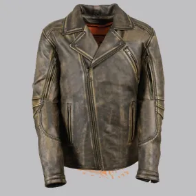 Beltless Brown Leather Motorcycle Jacket