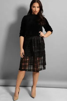 Black Cage Net Midi Skirt