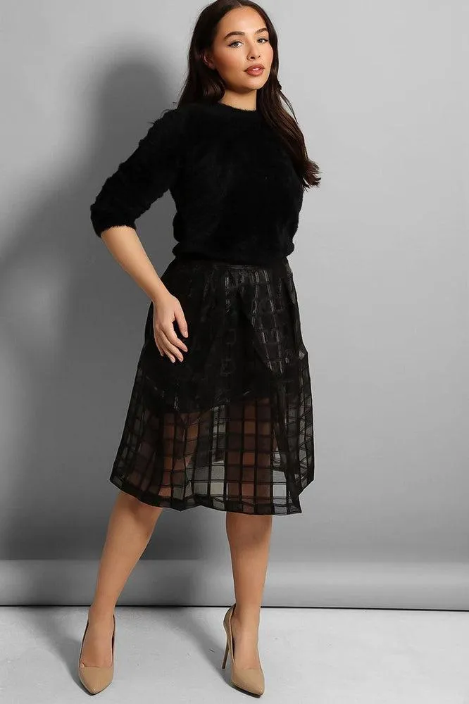 Black Cage Net Midi Skirt