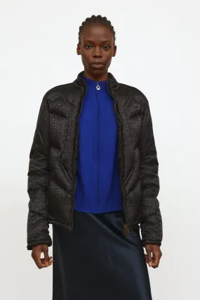 Black Patterned Puffer Jacket