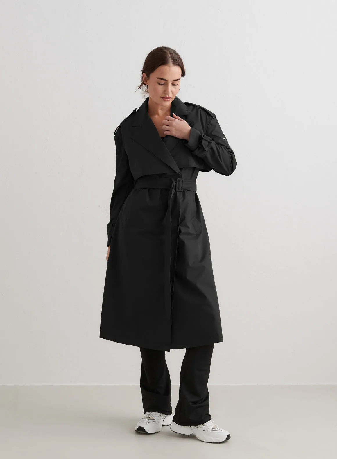 Black Recycled Tech Trench Coat