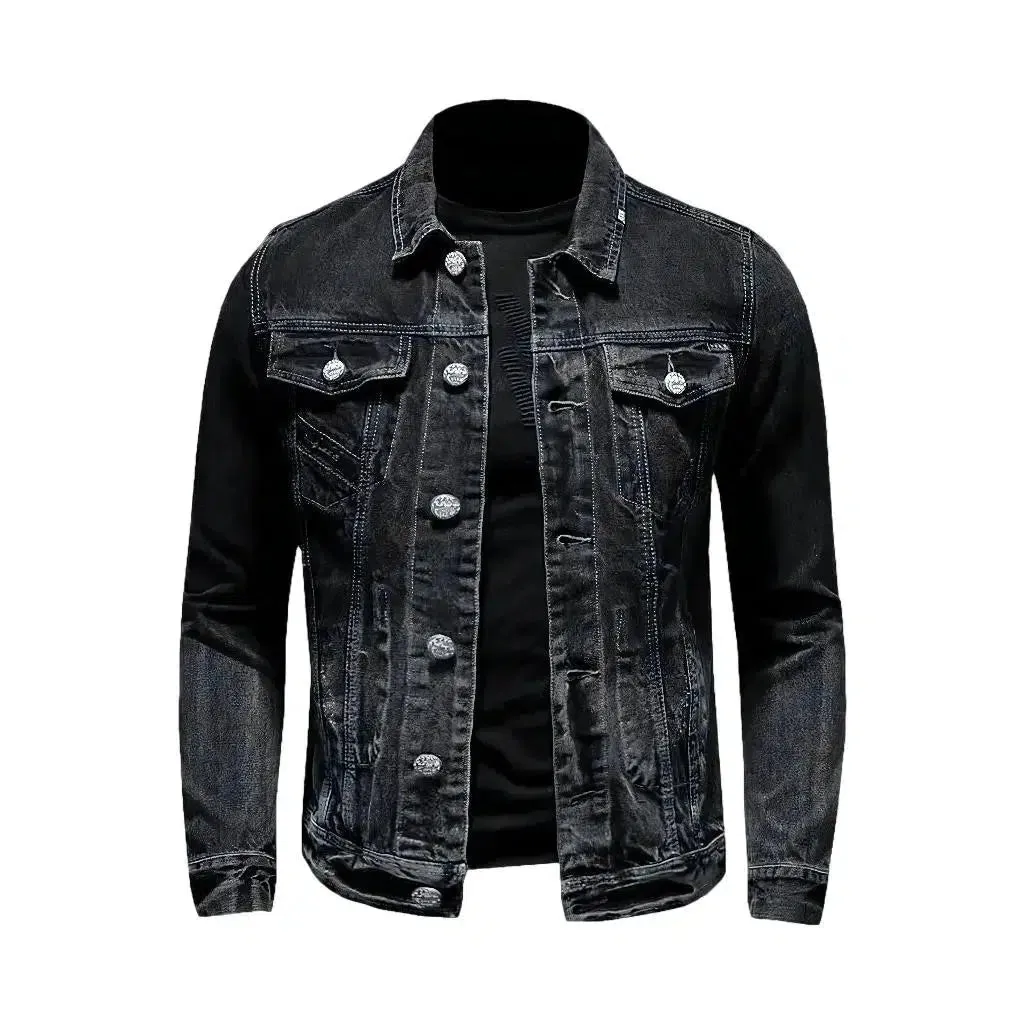 Black slim jean jacket
 for men