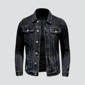 Black slim jean jacket
 for men