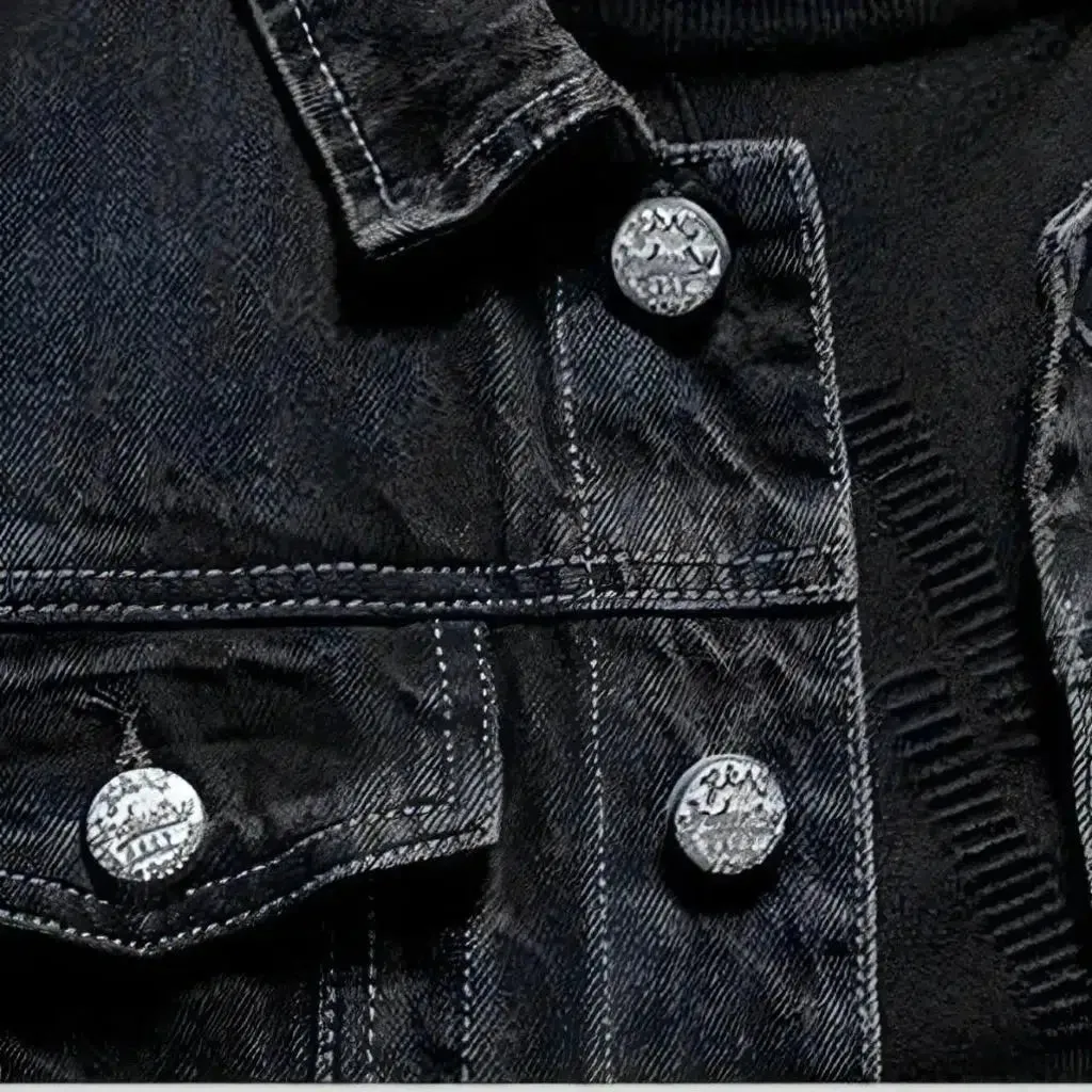 Black slim jean jacket
 for men