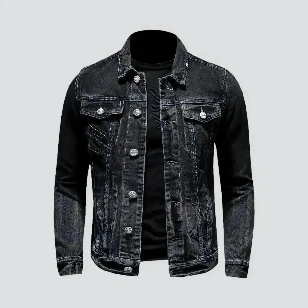 Black slim jean jacket
 for men