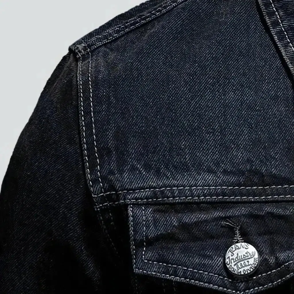 Black slim jean jacket
 for men