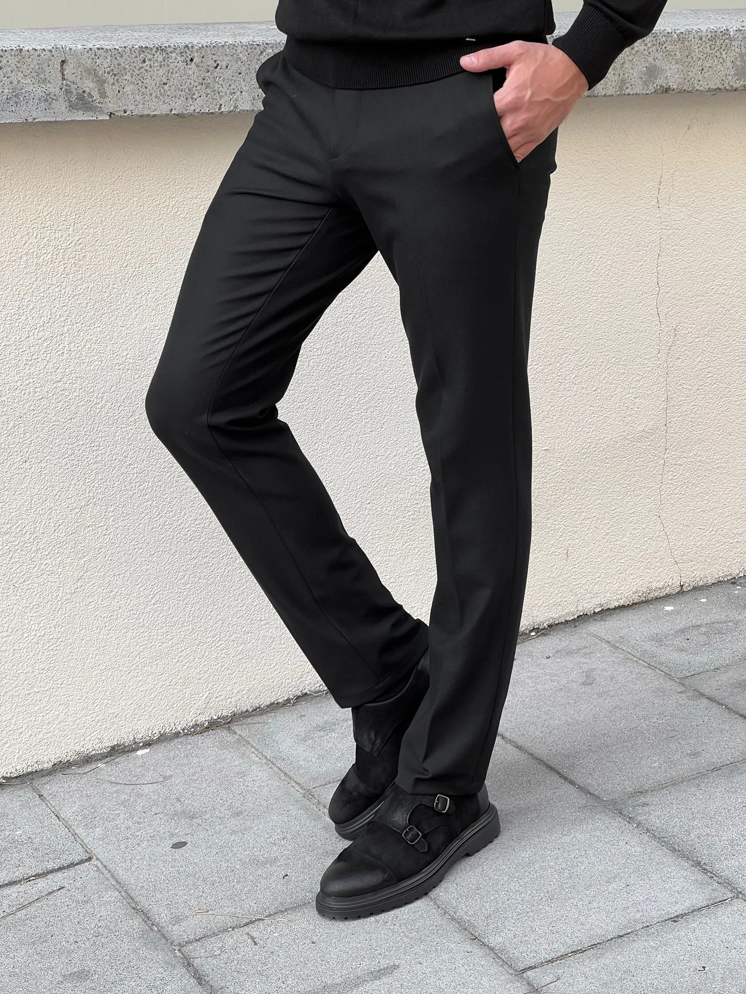 Bojoni Astoria Slim Fit High Quality Black Patterned Anthracite Pants