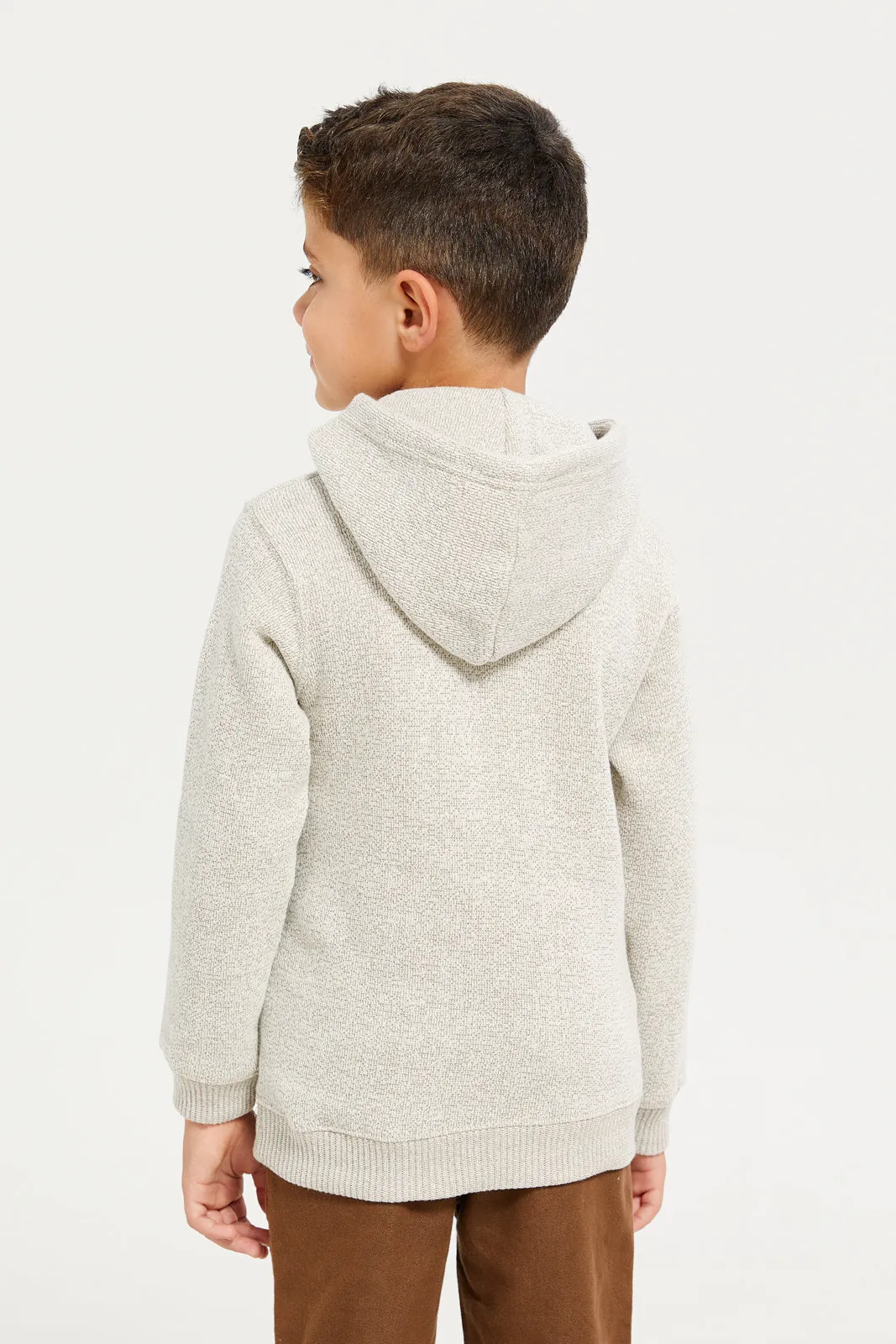 Boys Beige Snow Look Hooded Pullover