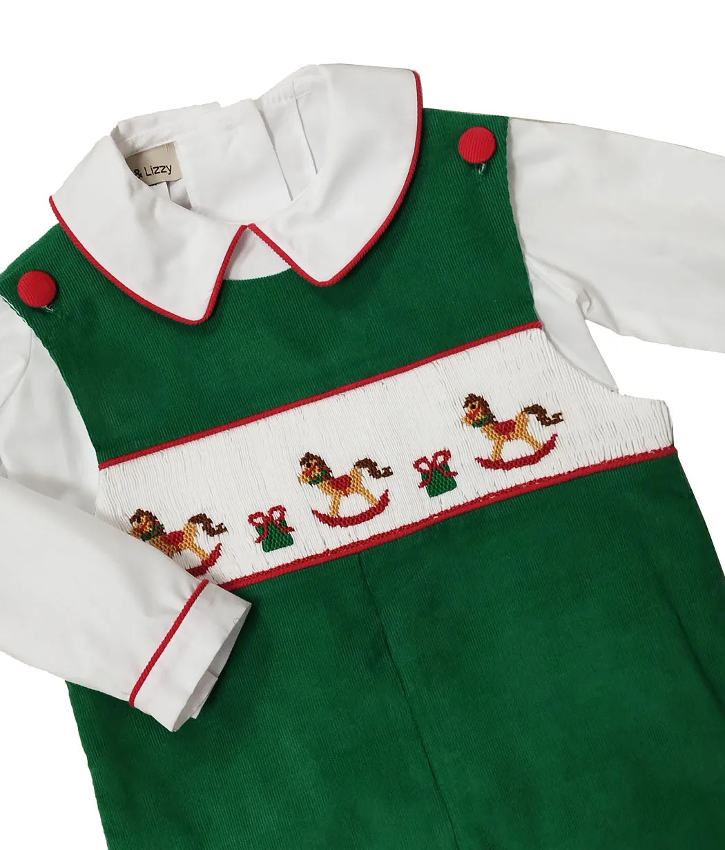 Boy's Xmas Rocking Horse Overall Set