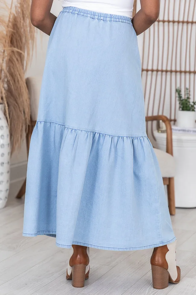 By Your Side Denim Midi Skirt