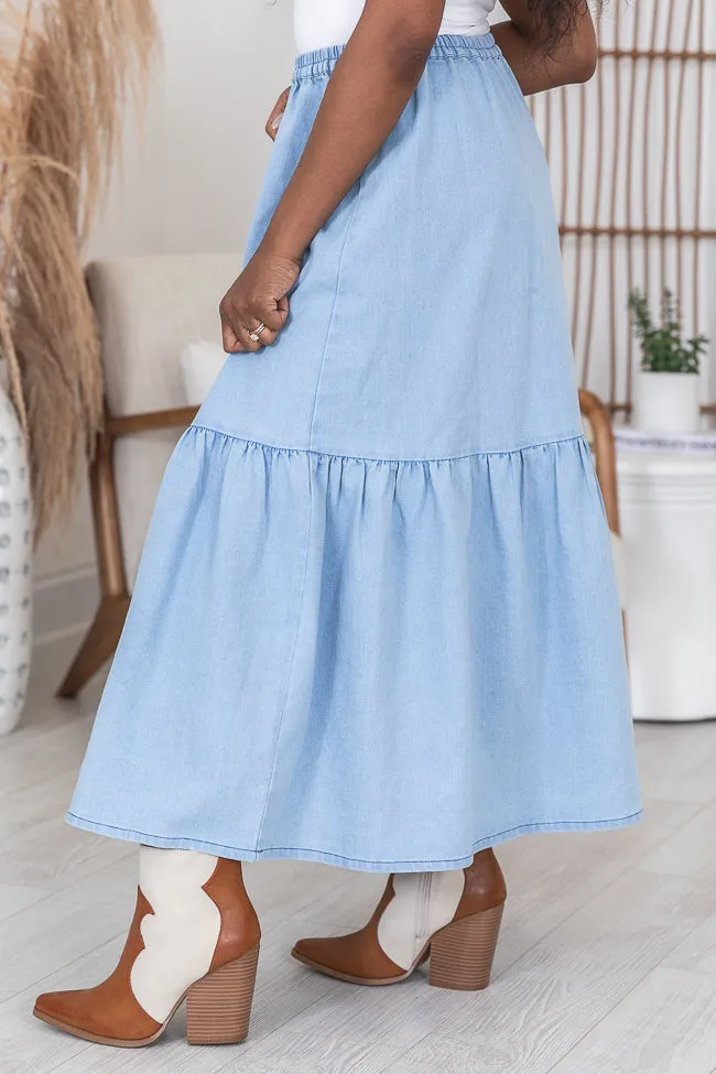 By Your Side Denim Midi Skirt