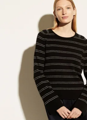 Cashmere Railroad Stripe Long Sleeve in Black/Off White