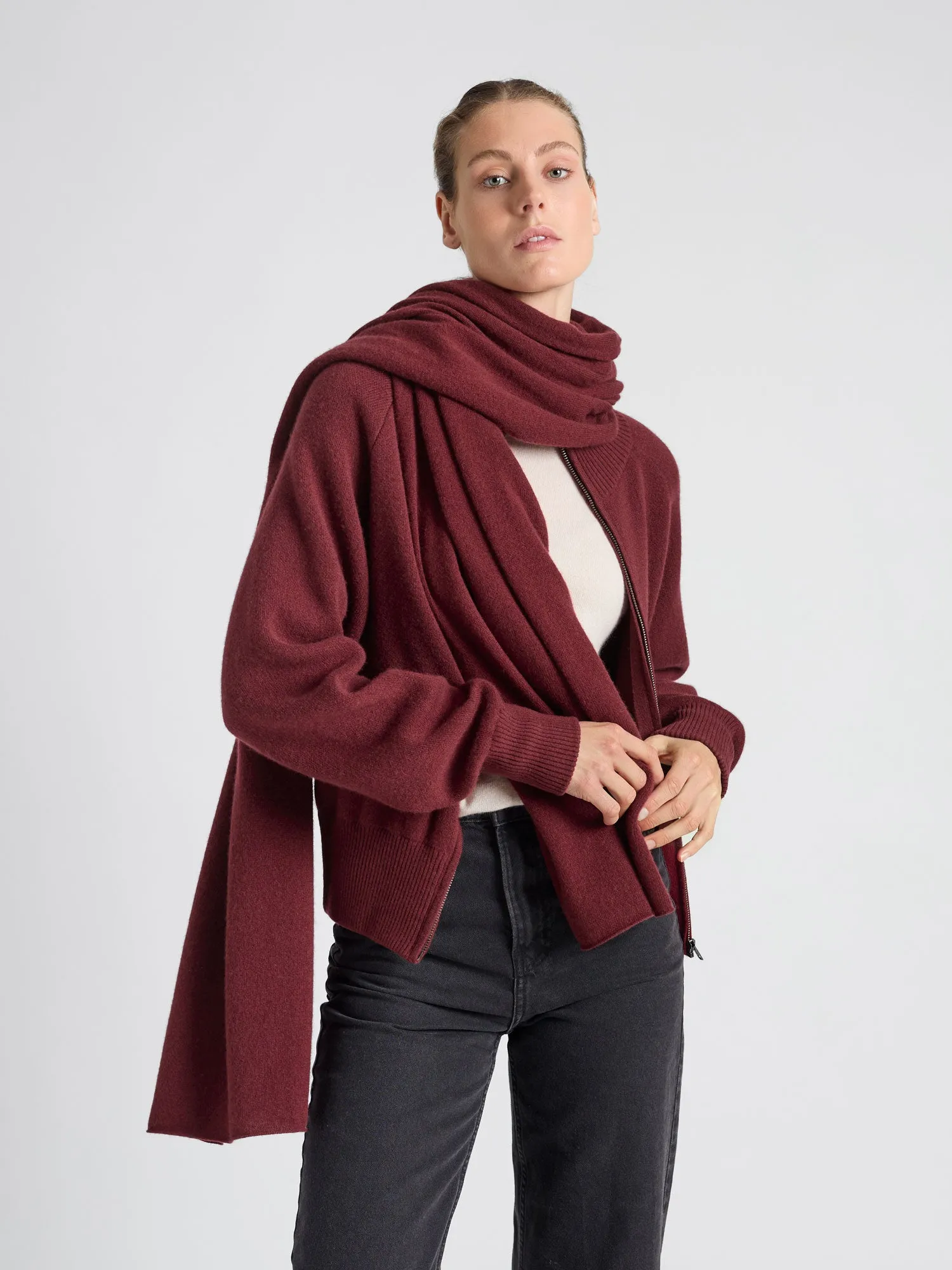 Cashmere scarf "Signature" - Bordeaux