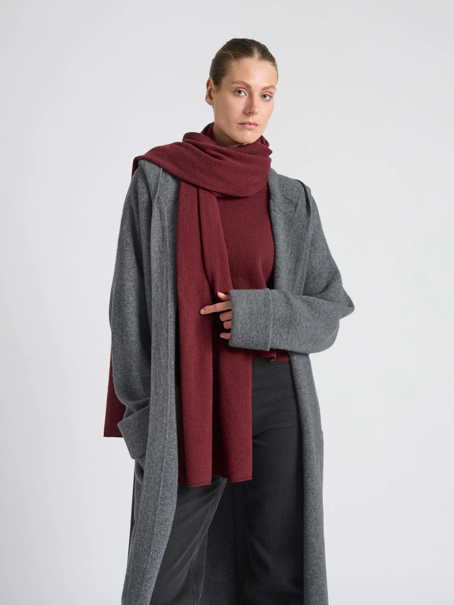 Cashmere scarf "Signature" - Bordeaux