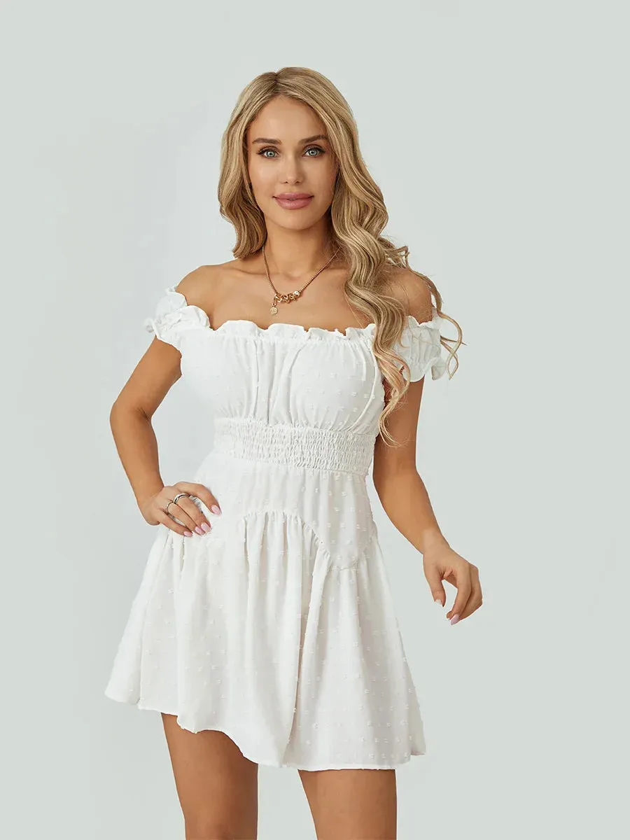 Casual A Line Mini Short Sleeve Off Shoulder Elegant Beach Party Club Tube Casual Summer Dress