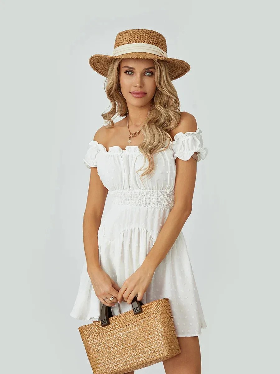 Casual A Line Mini Short Sleeve Off Shoulder Elegant Beach Party Club Tube Casual Summer Dress