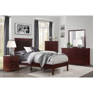 Cherry Wood 6-Drawer Dresser with Satin Nickel Handles