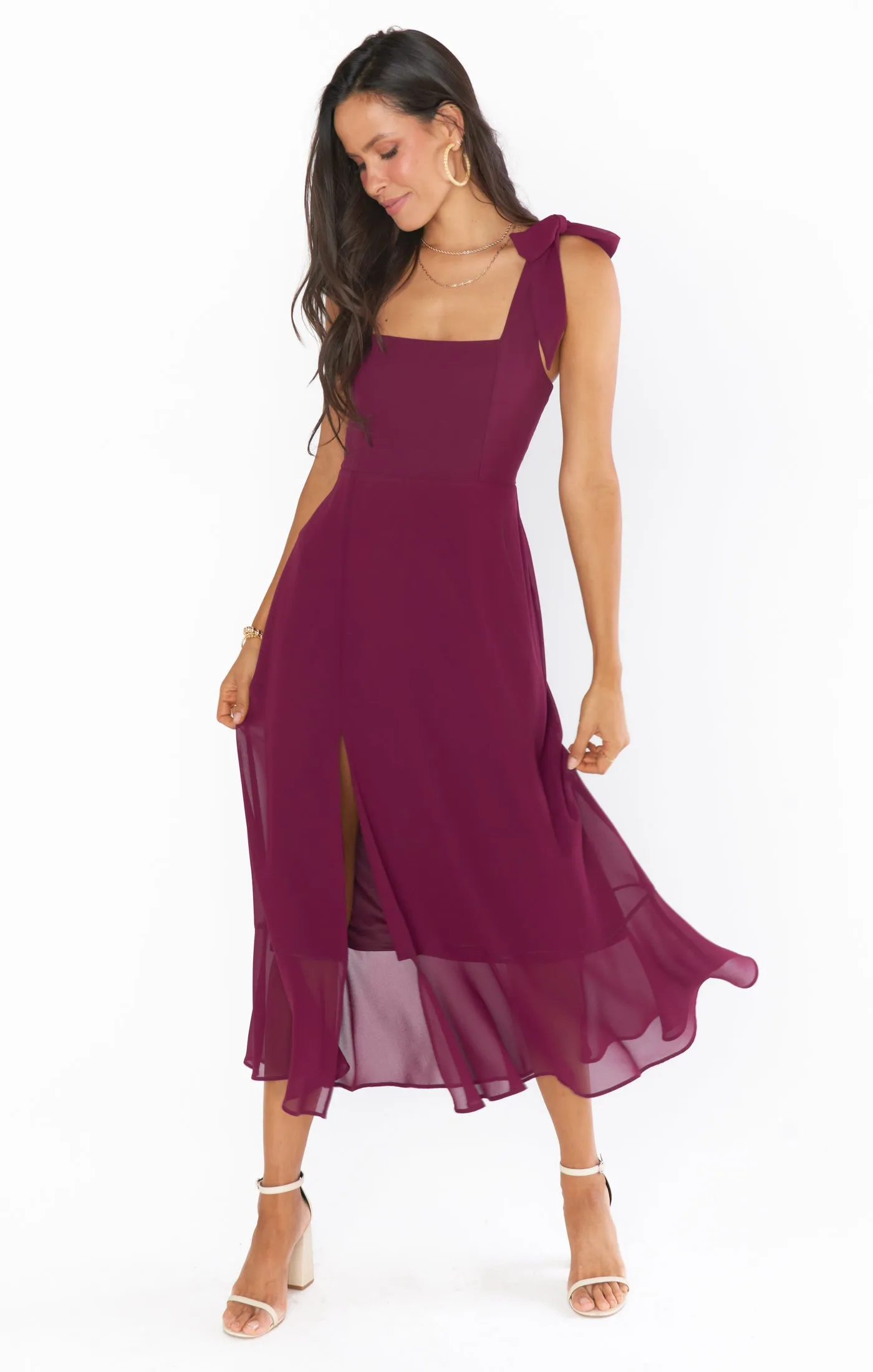 Claire Midi Dress ~ Merlot Chiffon