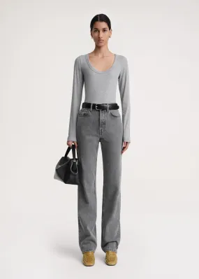 Classic rib top grey melange