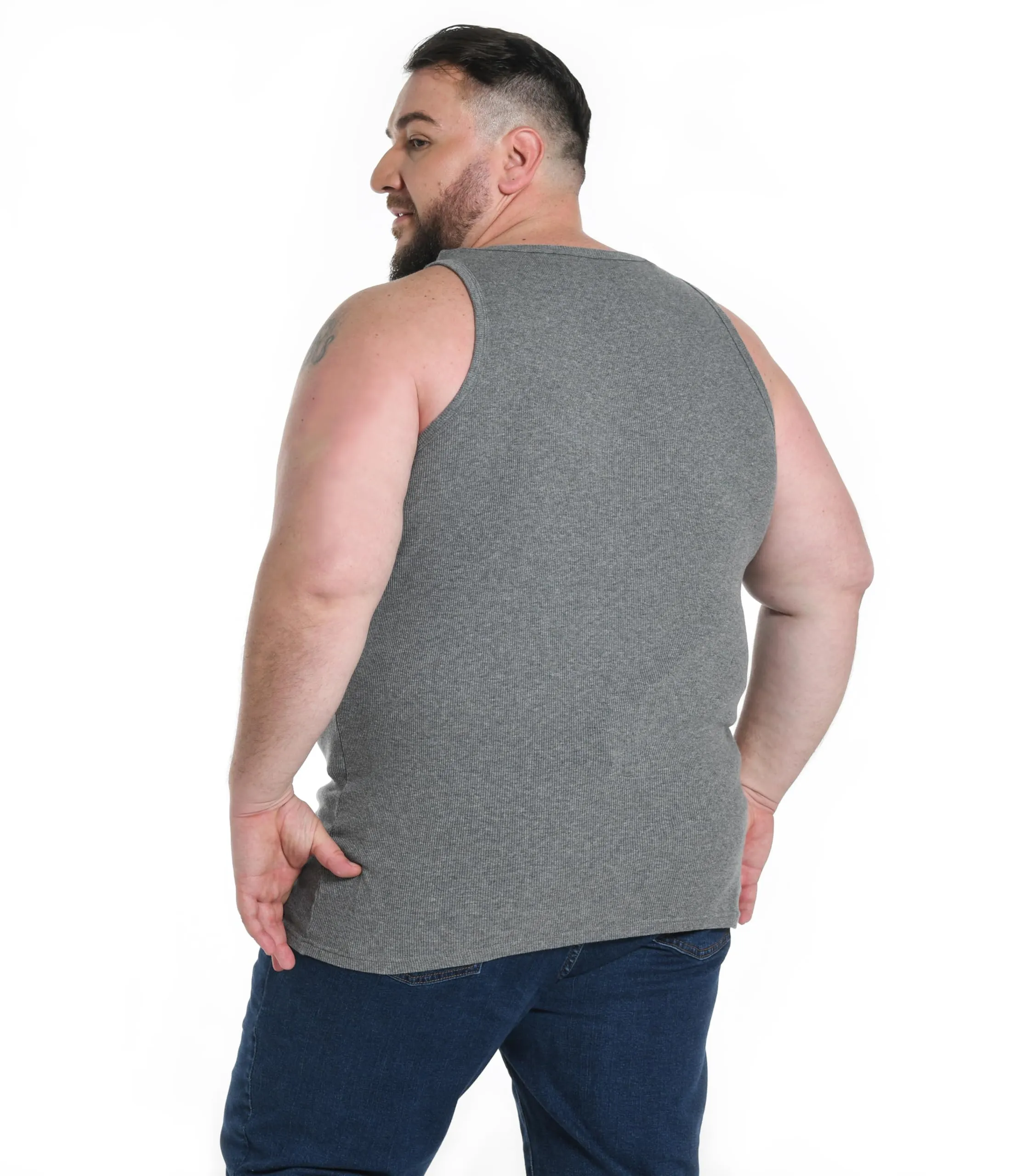 Comfneat Men's 4-Pack Big & Tall Undershirts Ribbed Cotton Tank Tops