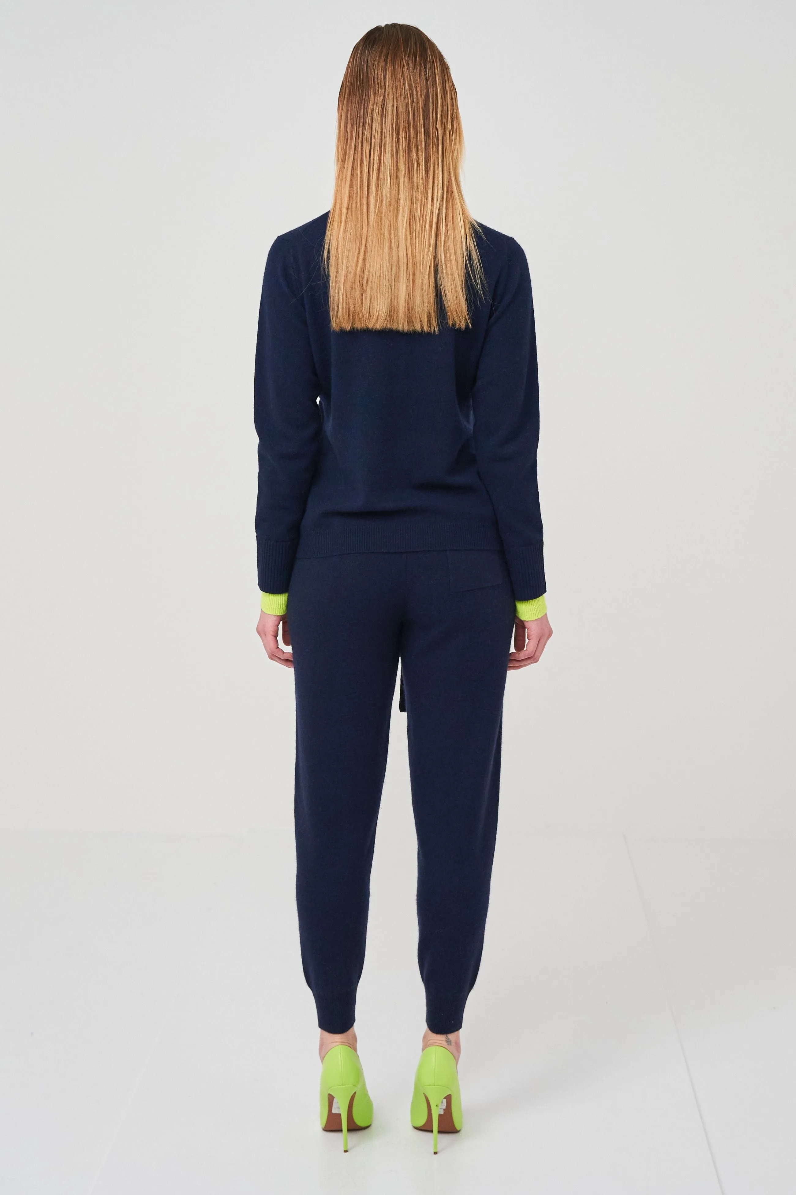 Contrast Roll Neck Navy Yellow