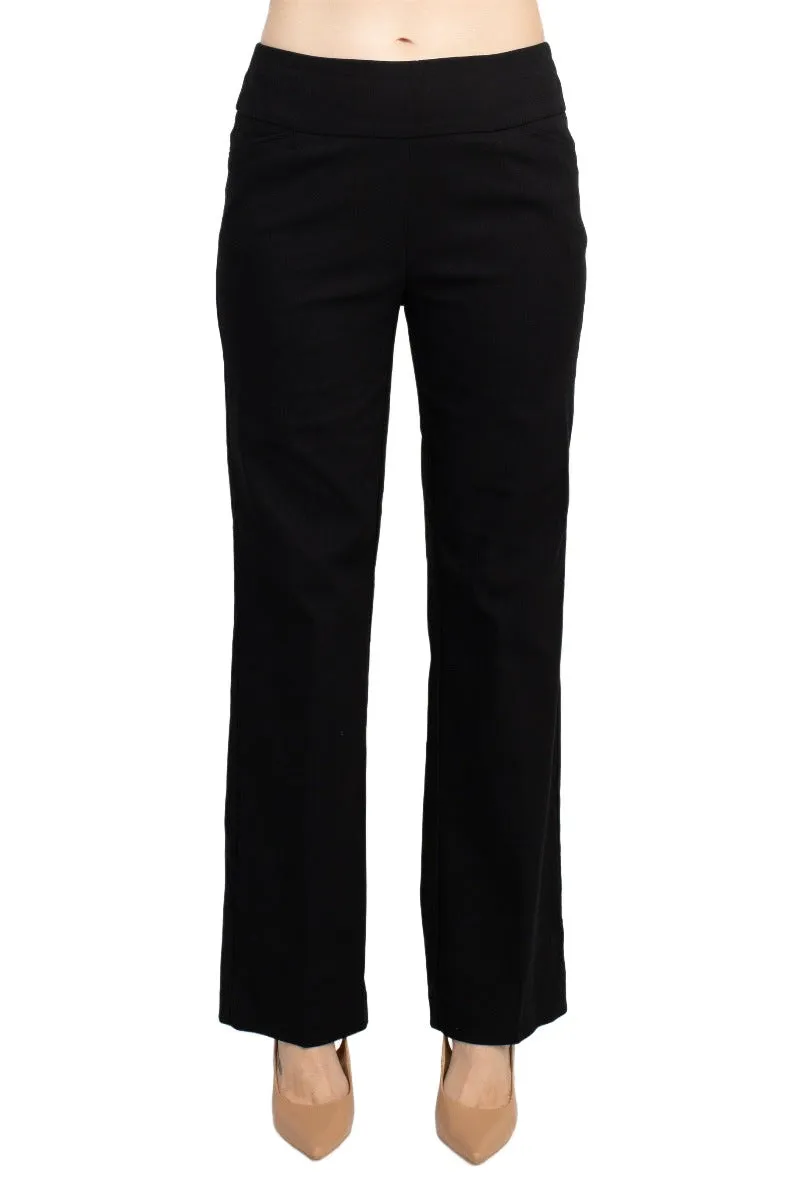 Counterparts Mid Waist Banded Waist Solid Straight Rayon Pant