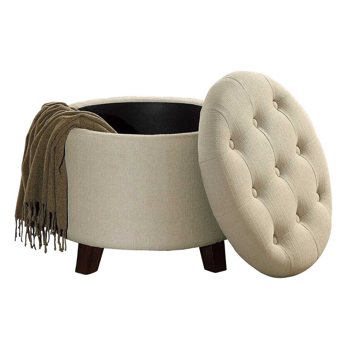 CozyHide Beige Ottoman with Hidden Storage