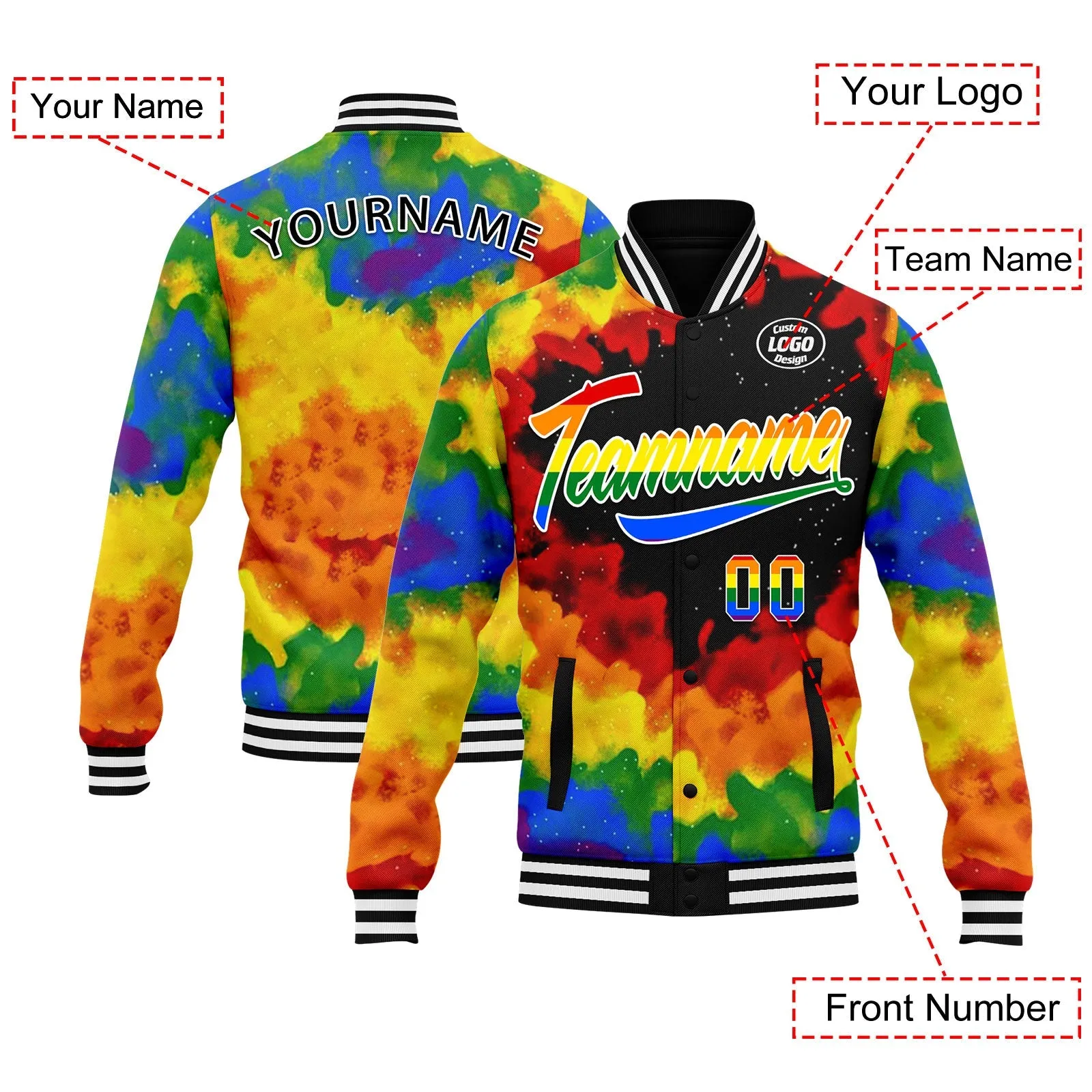 Custom Jacket Bomber Full-Snap Varsity Letterman Personalized Jacket FZ005-D025003-15