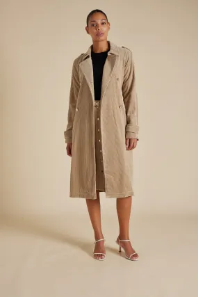 Darcy Corduroy Trench Coat in Camel