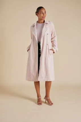 Darcy Corduroy Trench Coat in Petal