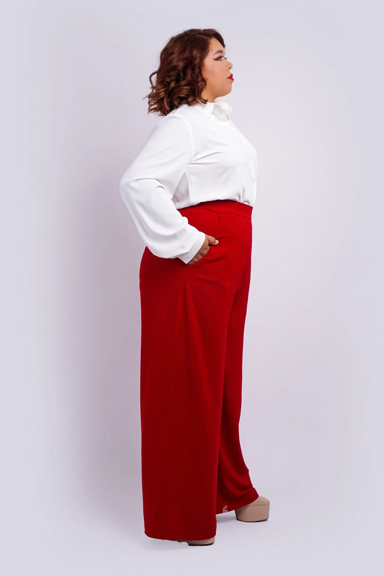 Deep Red Straight Leg Cheryl Pants