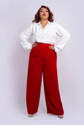 Deep Red Straight Leg Cheryl Pants