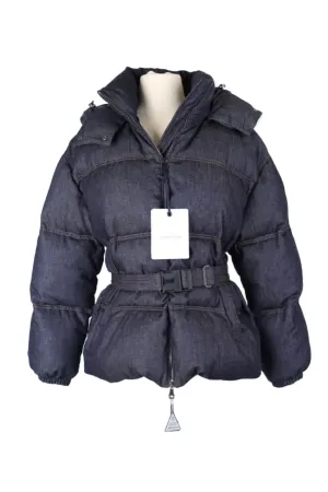 Denim Belted Down Puffer Jacket