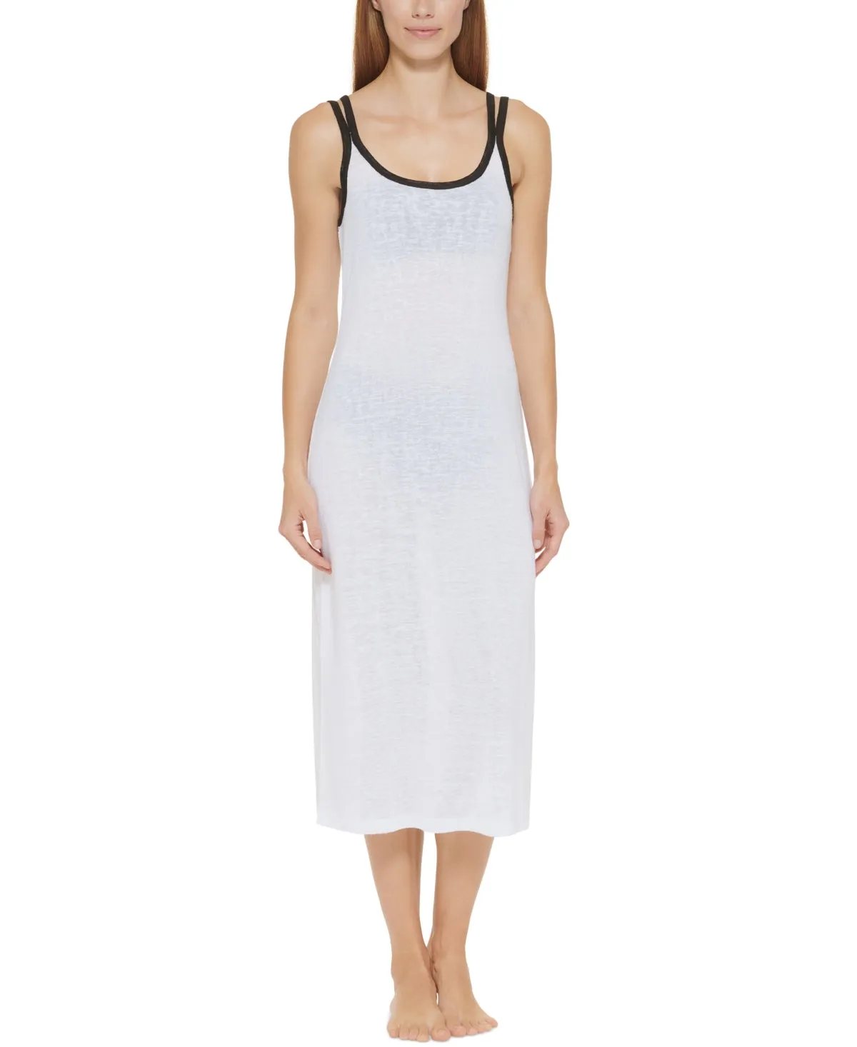 DKNY Women's Women's Double Strap Dress Swimsuit White Size Small