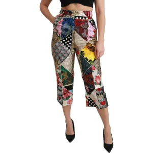 Dolce & Gabbana Elegant High Waist Cropped Silk Blend Trousers