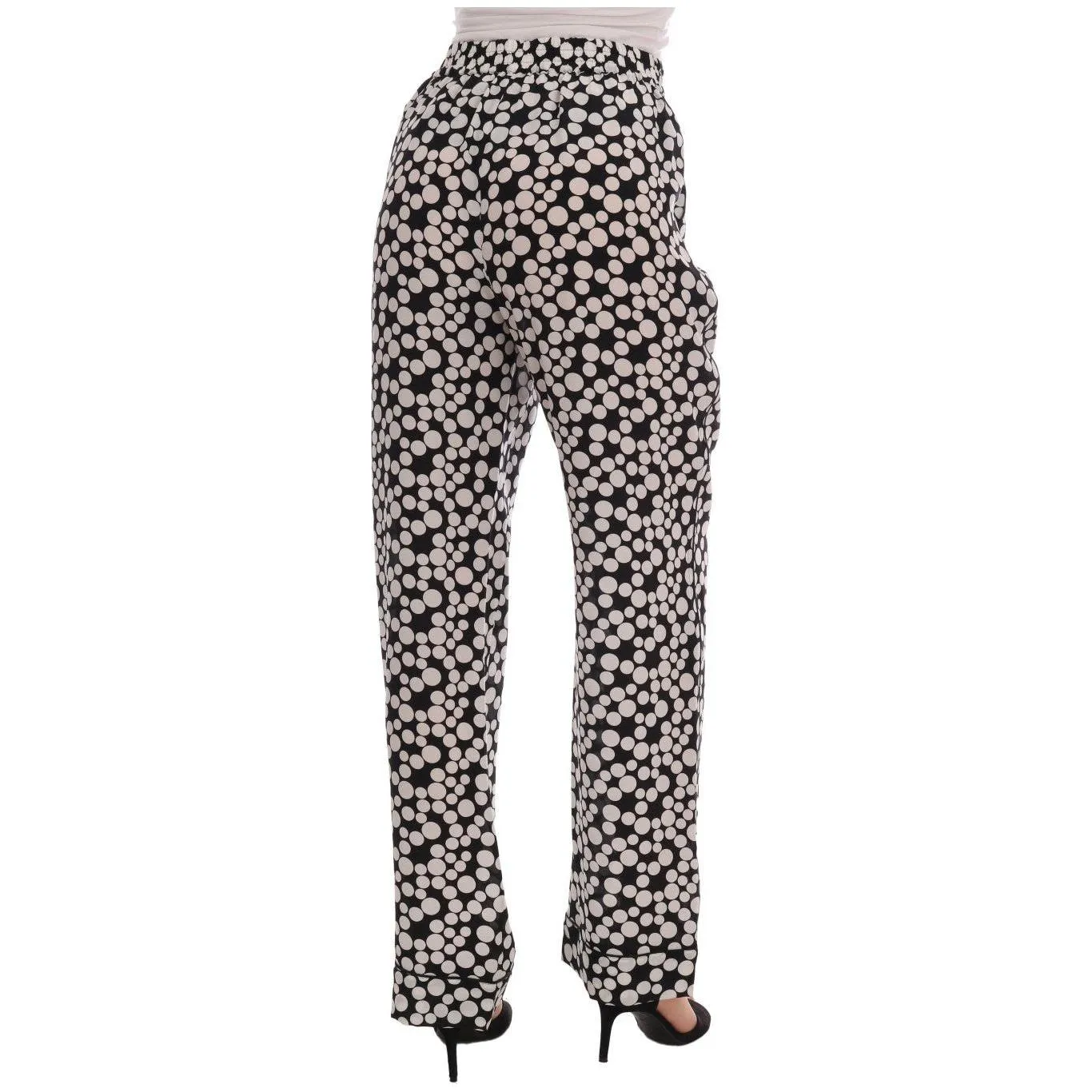 Dolce & Gabbana Elegant Polka Dot Silk High-Waist Pants