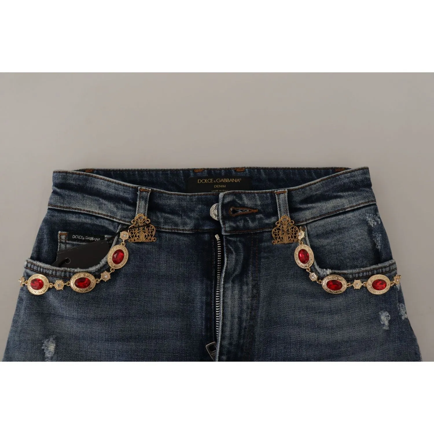 Dolce & Gabbana High Waist Skinny Designer Jeans in Blue