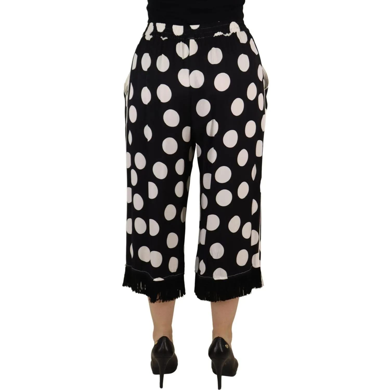 Dolce & Gabbana Polka Dot Silk Mid Waist Pants