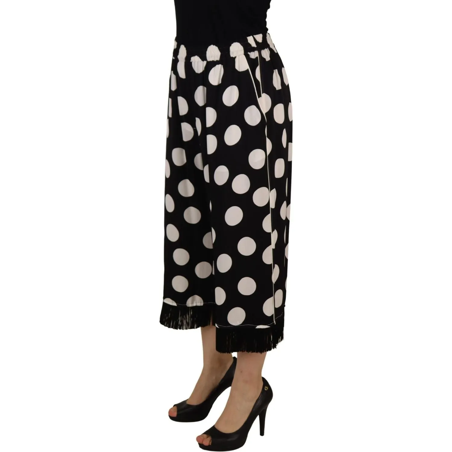 Dolce & Gabbana Polka Dot Silk Mid Waist Pants