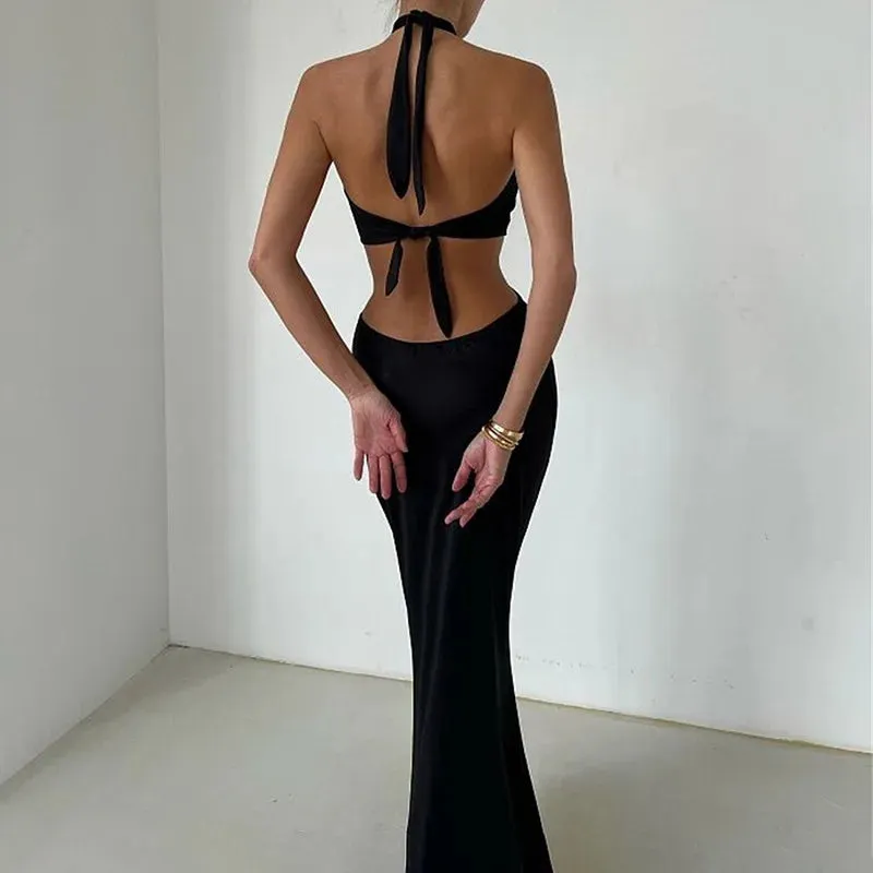 Elegant Backless Bandage Maxi Gown