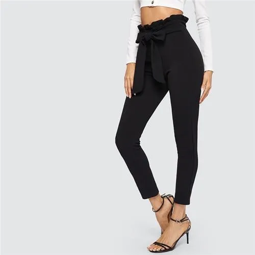 Elegant Paperbag Waist Belted Pants