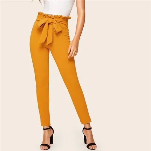 Elegant Paperbag Waist Belted Pants