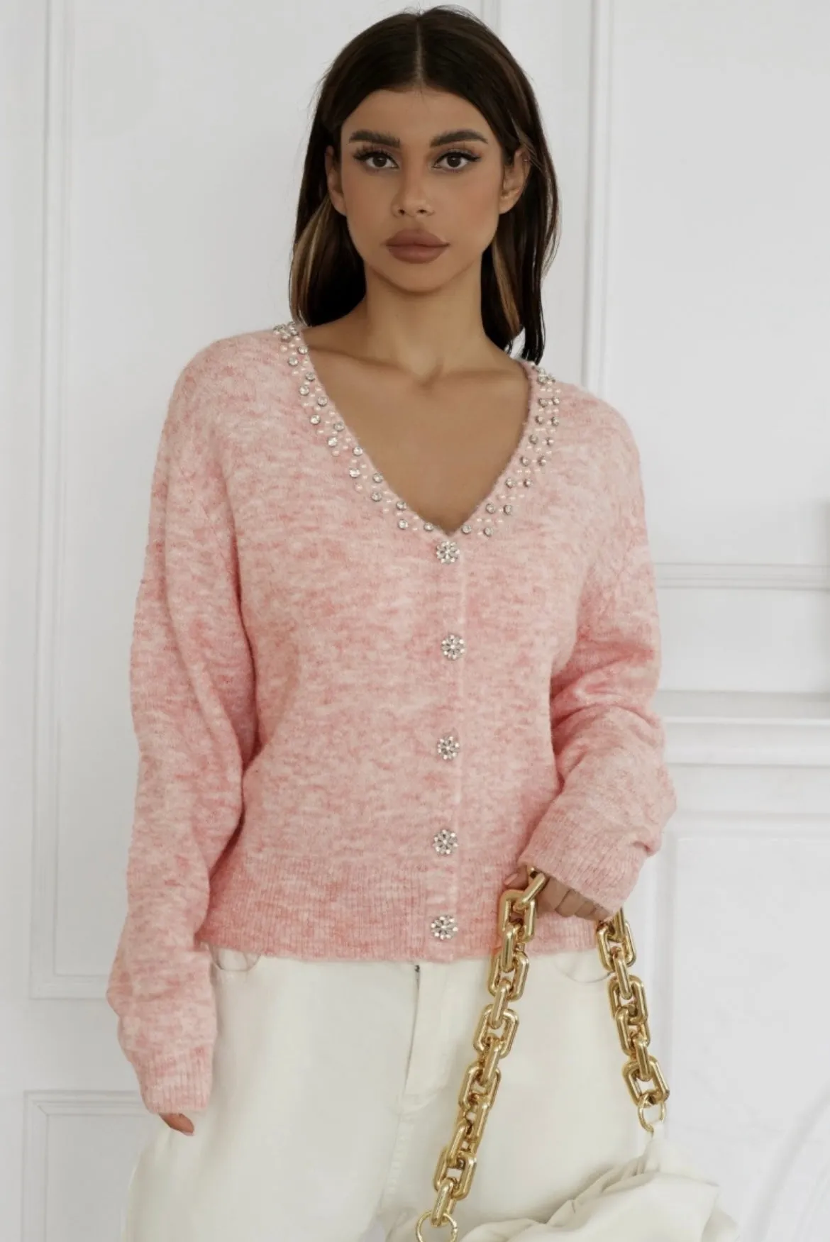 Embellished knitted cardigan