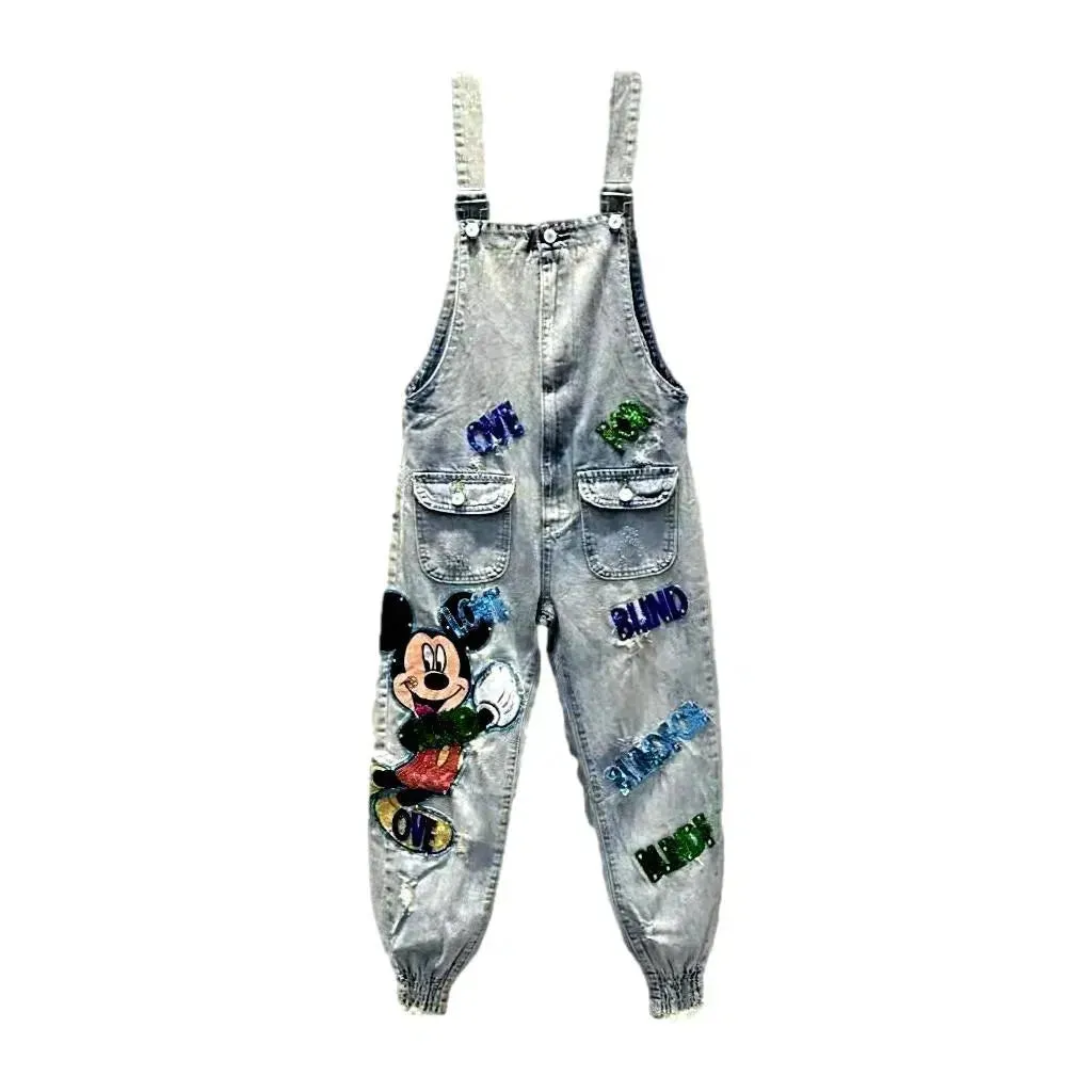 Embroidered women's loose fit overall