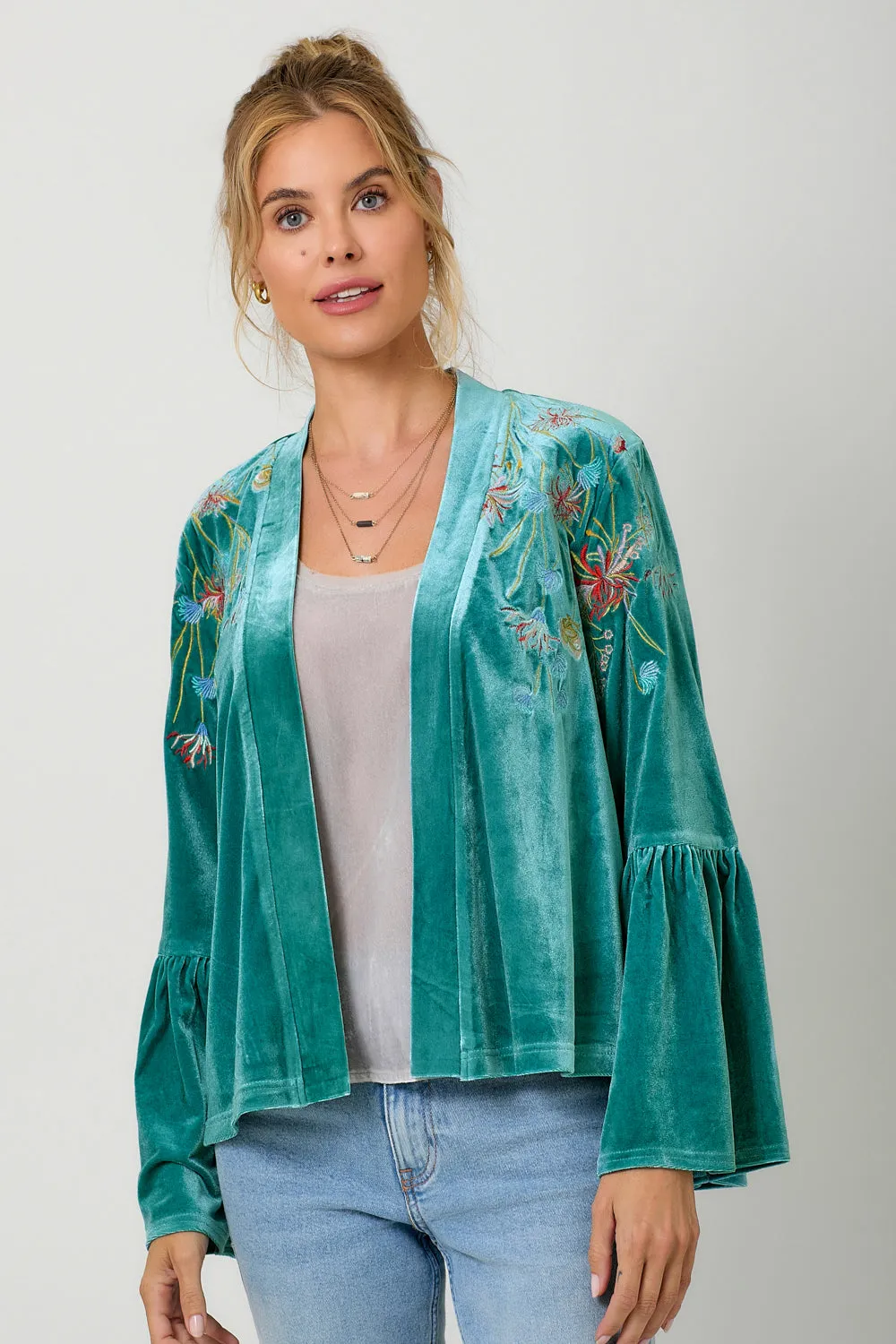 Embroidery Velvet Kimono