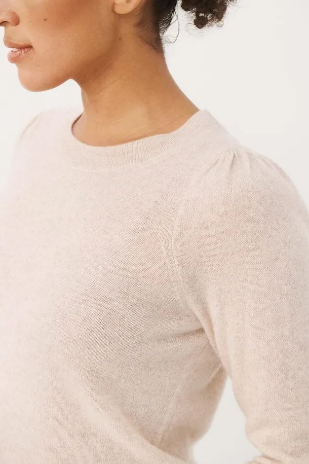 Evina Puff Shoulder Cashmere Sweater Natural Melange