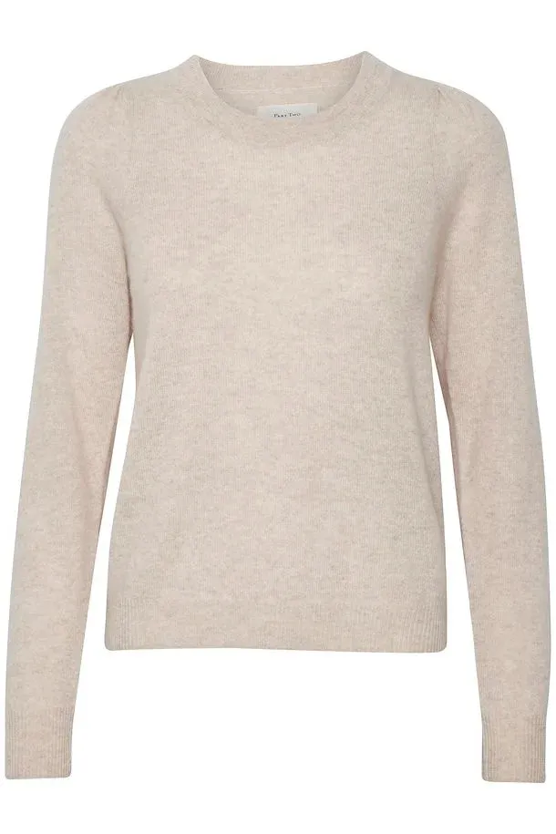 Evina Puff Shoulder Cashmere Sweater Natural Melange