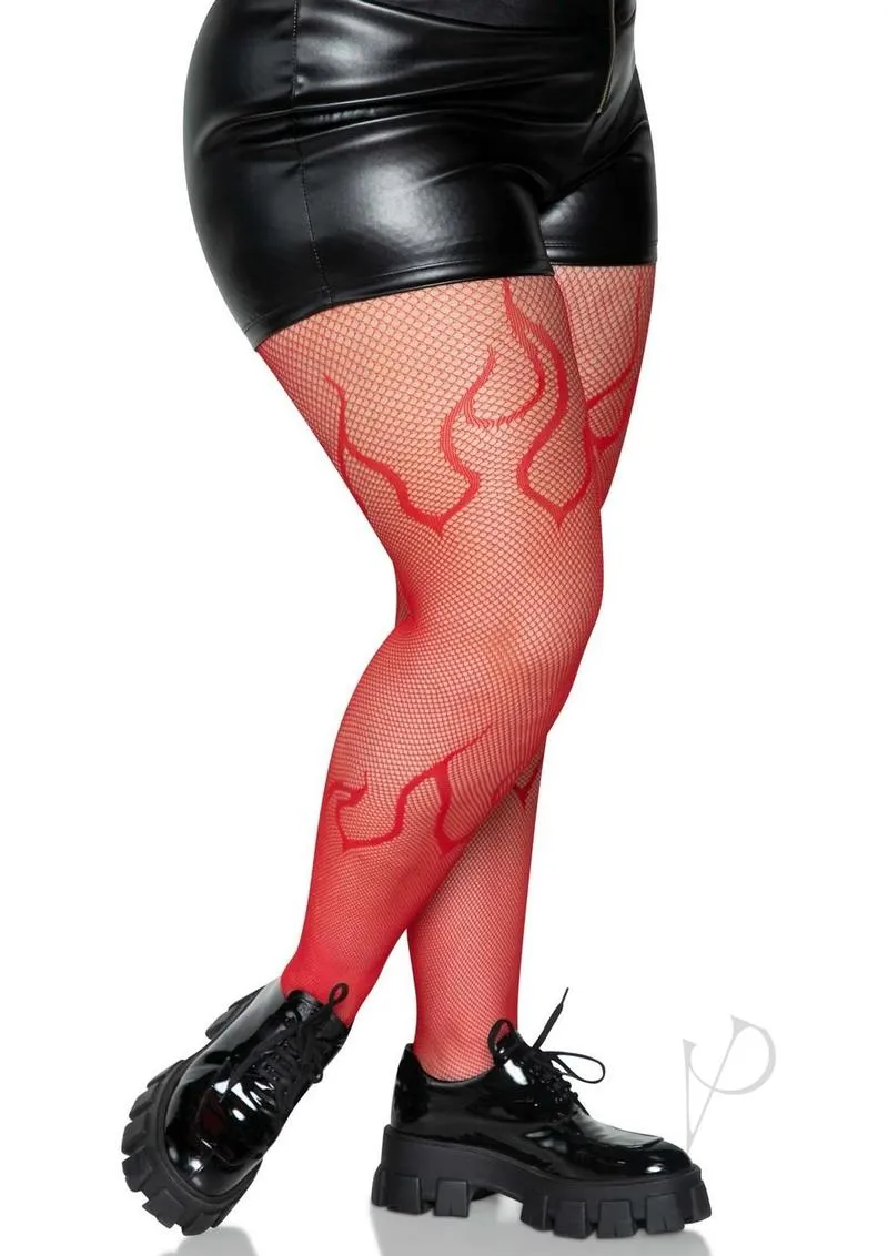 Flame Net Tights 1x/2x Red